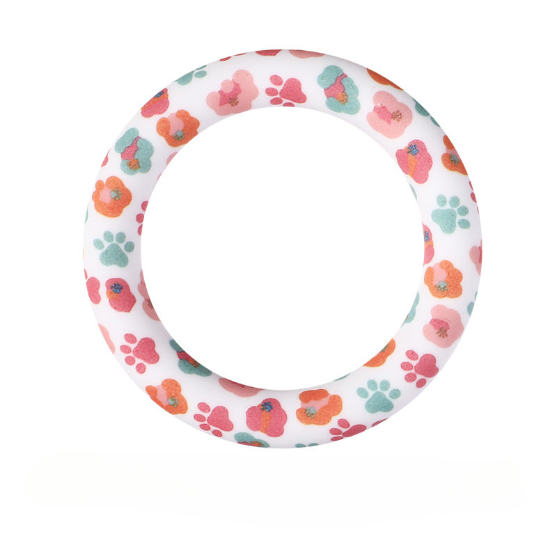 Wholesale 20pcs Silicone Bead Ring Keychain Beaded Jewelry Children DIY Handmade Silicone Bracelet